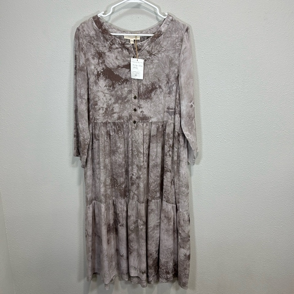 Grade & Gather tie‎ Dye midi dress brown